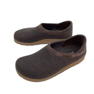 Haflinger Grizzly Torben Unisex 41 Wool Welt Closed Heel Clogs Brown Slip-On
